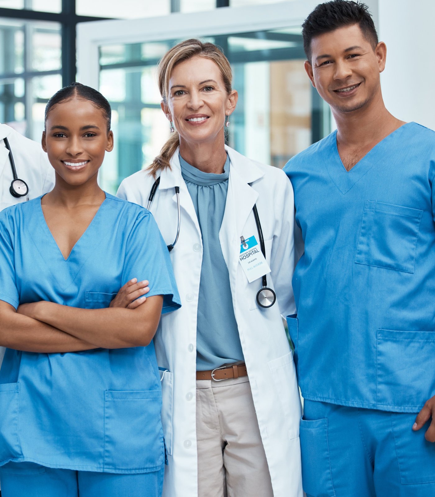 group of doctor and nurse smiling
