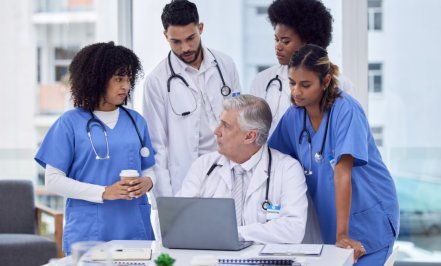 group of doctors talking